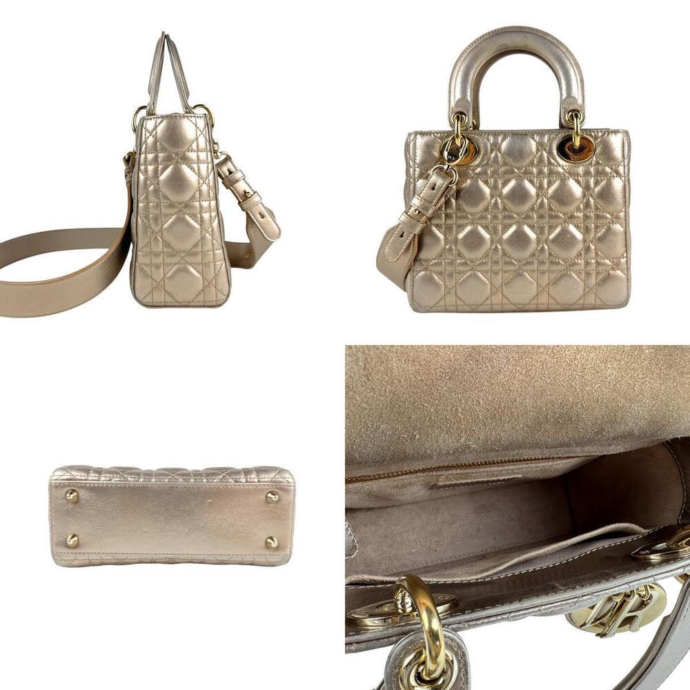 Dior Bag 2way  Christian Lady gold lambskin Shoulder Gold